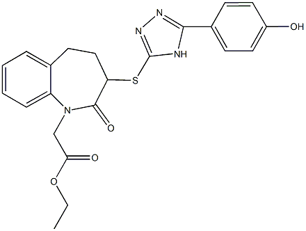 ethyl (3-{[5-(4-hydroxyphenyl)-4H-1,2,4-triazol-3-yl]sulfanyl}-2-oxo-2,3,4,5-tetrahydro-1H-1-benzazepin-1-yl)acetate Struktur