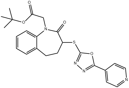 tert-butyl (2-oxo-3-{[5-(4-pyridinyl)-1,3,4-oxadiazol-2-yl]sulfanyl}-2,3,4,5-tetrahydro-1H-1-benzazepin-1-yl)acetate Struktur