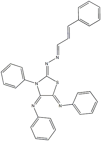 3-phenylacrylaldehyde [3-phenyl-4,5-bis(phenylimino)-1,3-thiazolidin-2-ylidene]hydrazone Struktur