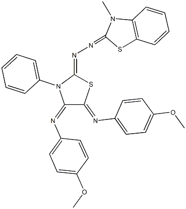 4,5-bis[(4-methoxyphenyl)imino]-3-phenyl-1,3-thiazolidin-2-one (3-methyl-1,3-benzothiazol-2(3H)-ylidene)hydrazone Struktur