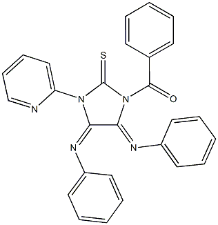 1-benzoyl-4,5-bis(phenylimino)-3-pyridin-2-ylimidazolidine-2-thione Struktur