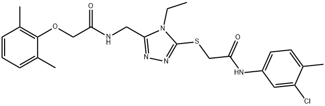 N-[(5-{[2-(3-chloro-4-methylanilino)-2-oxoethyl]sulfanyl}-4-ethyl-4H-1,2,4-triazol-3-yl)methyl]-2-(2,6-dimethylphenoxy)acetamide Struktur