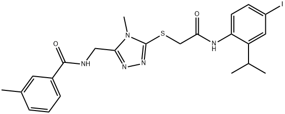 N-[(5-{[2-(4-iodo-2-isopropylanilino)-2-oxoethyl]sulfanyl}-4-methyl-4H-1,2,4-triazol-3-yl)methyl]-3-methylbenzamide Struktur