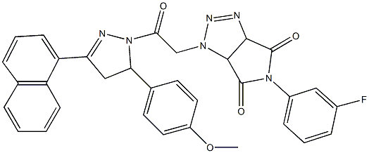 5-(3-fluorophenyl)-1-{2-[5-(4-methoxyphenyl)-3-(1-naphthyl)-4,5-dihydro-1H-pyrazol-1-yl]-2-oxoethyl}-3a,6a-dihydropyrrolo[3,4-d][1,2,3]triazole-4,6(1H,5H)-dione Struktur