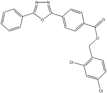 2,4-dichlorobenzyl 4-(5-phenyl-1,3,4-oxadiazol-2-yl)benzoate Struktur