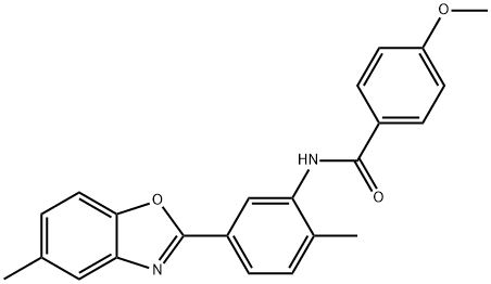 4-methoxy-N-[2-methyl-5-(5-methyl-1,3-benzoxazol-2-yl)phenyl]benzamide Struktur