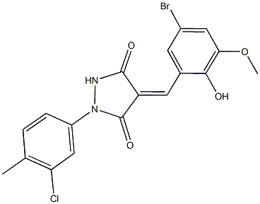 4-(5-bromo-2-hydroxy-3-methoxybenzylidene)-1-(3-chloro-4-methylphenyl)-3,5-pyrazolidinedione Struktur