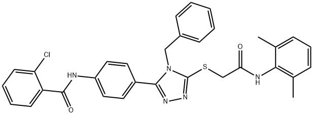 N-[4-(4-benzyl-5-{[2-(2,6-dimethylanilino)-2-oxoethyl]sulfanyl}-4H-1,2,4-triazol-3-yl)phenyl]-2-chlorobenzamide Struktur