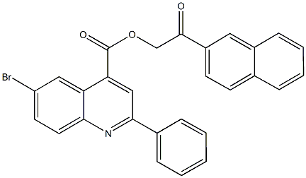 2-(2-naphthyl)-2-oxoethyl 6-bromo-2-phenyl-4-quinolinecarboxylate Struktur