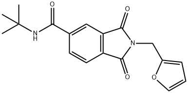 N-(tert-butyl)-2-(2-furylmethyl)-1,3-dioxo-5-isoindolinecarboxamide Struktur