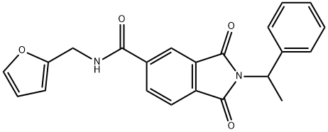 N-(2-furylmethyl)-1,3-dioxo-2-(1-phenylethyl)-5-isoindolinecarboxamide Struktur