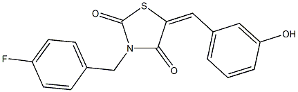 3-(4-fluorobenzyl)-5-(3-hydroxybenzylidene)-1,3-thiazolidine-2,4-dione Struktur