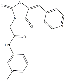 2-[2,4-dioxo-5-(4-pyridinylmethylene)-1,3-thiazolidin-3-yl]-N-(3-methylphenyl)acetamide Struktur