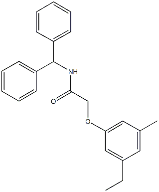 N-benzhydryl-2-(3-ethyl-5-methylphenoxy)acetamide Struktur