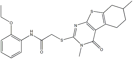 2-[(3,7-dimethyl-4-oxo-3,4,5,6,7,8-hexahydro[1]benzothieno[2,3-d]pyrimidin-2-yl)sulfanyl]-N-(2-ethoxyphenyl)acetamide Struktur