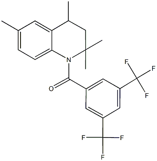 1-[3,5-bis(trifluoromethyl)benzoyl]-2,2,4,6-tetramethyl-1,2,3,4-tetrahydroquinoline Struktur