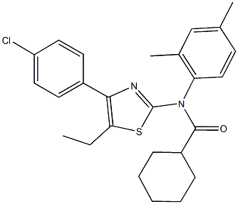 N-[4-(4-chlorophenyl)-5-ethyl-1,3-thiazol-2-yl]-N-(2,4-dimethylphenyl)cyclohexanecarboxamide Struktur