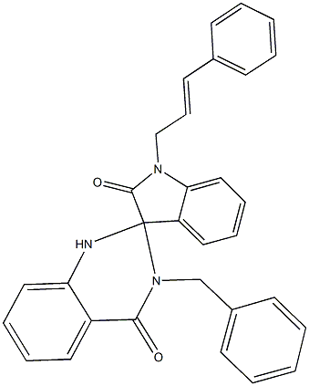 3-benzyl-1-cinnamyl-1',2,3,3'-tetrahydrospiro[quinazoline-2,3'-(2'H)-indole]-2',4(1H)-dione Struktur