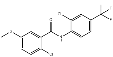 2-chloro-N-[2-chloro-4-(trifluoromethyl)phenyl]-5-(methylsulfanyl)benzamide Struktur