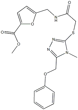 methyl 5-{[({[4-methyl-5-(phenoxymethyl)-4H-1,2,4-triazol-3-yl]sulfanyl}acetyl)amino]methyl}-2-furoate Struktur