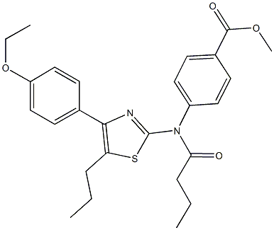 methyl 4-{butyryl[4-(4-ethoxyphenyl)-5-propyl-1,3-thiazol-2-yl]amino}benzoate Struktur