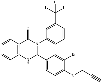 2-[3-bromo-4-(2-propynyloxy)phenyl]-3-[3-(trifluoromethyl)phenyl]-2,3-dihydro-4(1H)-quinazolinone Struktur