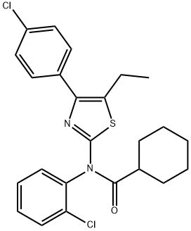 N-(2-chlorophenyl)-N-[4-(4-chlorophenyl)-5-ethyl-1,3-thiazol-2-yl]cyclohexanecarboxamide Struktur