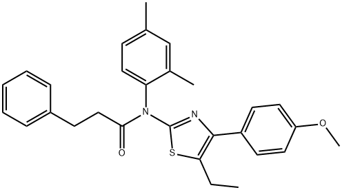 N-(2,4-dimethylphenyl)-N-[5-ethyl-4-(4-methoxyphenyl)-1,3-thiazol-2-yl]-3-phenylpropanamide Struktur