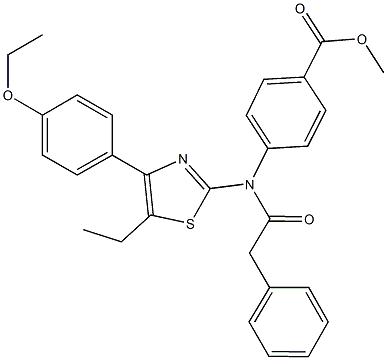 methyl 4-[[4-(4-ethoxyphenyl)-5-ethyl-1,3-thiazol-2-yl](phenylacetyl)amino]benzoate Struktur