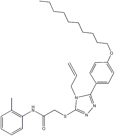 2-({4-allyl-5-[4-(decyloxy)phenyl]-4H-1,2,4-triazol-3-yl}sulfanyl)-N-(2-methylphenyl)acetamide Struktur