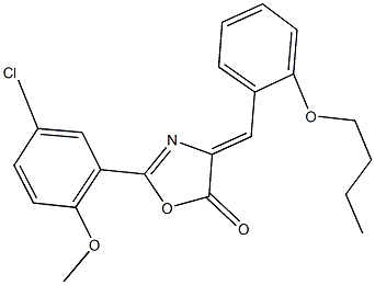 4-(2-butoxybenzylidene)-2-(5-chloro-2-methoxyphenyl)-1,3-oxazol-5(4H)-one Struktur