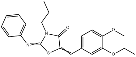 5-(3-ethoxy-4-methoxybenzylidene)-2-(phenylimino)-3-propyl-1,3-thiazolidin-4-one Struktur