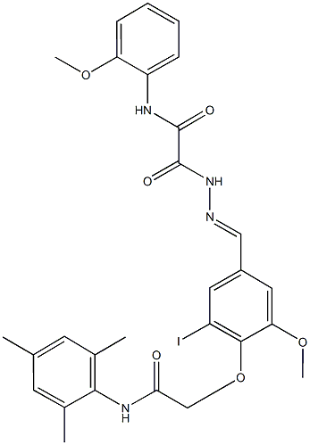 2-(2-{3-iodo-4-[2-(mesitylamino)-2-oxoethoxy]-5-methoxybenzylidene}hydrazino)-N-(2-methoxyphenyl)-2-oxoacetamide Struktur