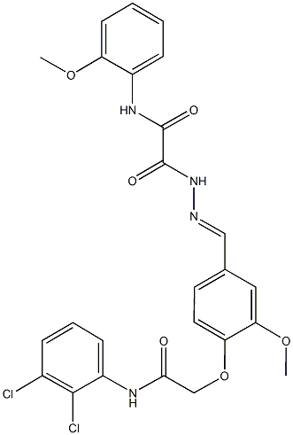 2-(2-{4-[2-(2,3-dichloroanilino)-2-oxoethoxy]-3-methoxybenzylidene}hydrazino)-N-(2-methoxyphenyl)-2-oxoacetamide Struktur