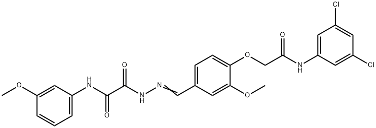 2-(2-{4-[2-(3,5-dichloroanilino)-2-oxoethoxy]-3-methoxybenzylidene}hydrazino)-N-(3-methoxyphenyl)-2-oxoacetamide Struktur