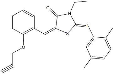 2-[(2,5-dimethylphenyl)imino]-3-ethyl-5-[2-(prop-2-ynyloxy)benzylidene]-1,3-thiazolidin-4-one Struktur