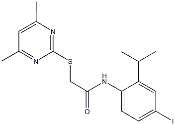 2-[(4,6-dimethylpyrimidin-2-yl)sulfanyl]-N-(4-iodo-2-isopropylphenyl)acetamide Struktur