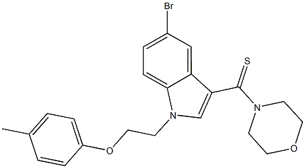 5-bromo-1-[2-(4-methylphenoxy)ethyl]-3-(morpholin-4-ylcarbothioyl)-1H-indole Struktur