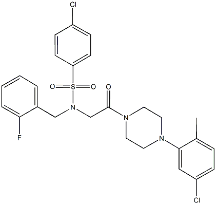 4-chloro-N-{2-[4-(5-chloro-2-methylphenyl)piperazin-1-yl]-2-oxoethyl}-N-(2-fluorobenzyl)benzenesulfonamide Struktur