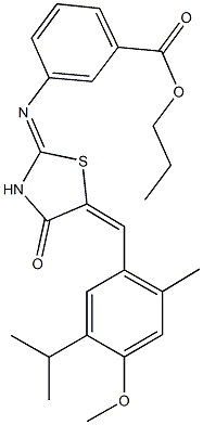 propyl 3-{[5-(5-isopropyl-4-methoxy-2-methylbenzylidene)-4-oxo-1,3-thiazolidin-2-ylidene]amino}benzoate Struktur