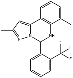 2,7-dimethyl-5-[2-(trifluoromethyl)phenyl]-5,6-dihydropyrazolo[1,5-c]quinazoline Struktur