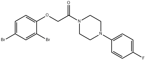 2,4-dibromophenyl 2-[4-(4-fluorophenyl)-1-piperazinyl]-2-oxoethyl ether Struktur