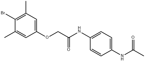 N-[4-(acetylamino)phenyl]-2-(4-bromo-3,5-dimethylphenoxy)acetamide Struktur