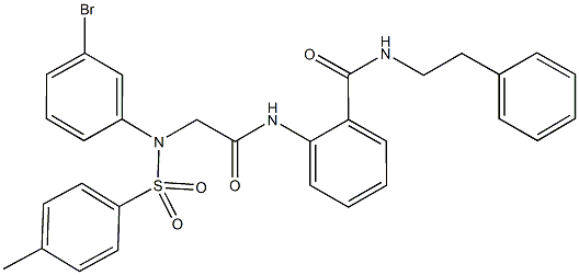 2-[({3-bromo[(4-methylphenyl)sulfonyl]anilino}acetyl)amino]-N-(2-phenylethyl)benzamide Struktur