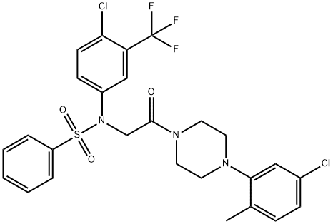 N-{2-[4-(5-chloro-2-methylphenyl)-1-piperazinyl]-2-oxoethyl}-N-[4-chloro-3-(trifluoromethyl)phenyl]benzenesulfonamide Struktur