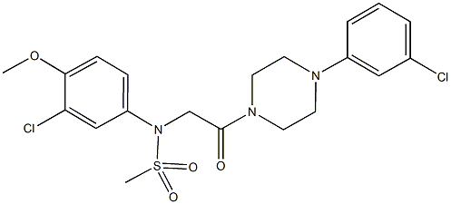 N-(3-chloro-4-methoxyphenyl)-N-{2-[4-(3-chlorophenyl)-1-piperazinyl]-2-oxoethyl}methanesulfonamide Struktur