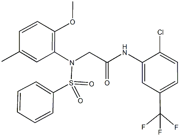 N-[2-chloro-5-(trifluoromethyl)phenyl]-2-[2-methoxy-5-methyl(phenylsulfonyl)anilino]acetamide Struktur