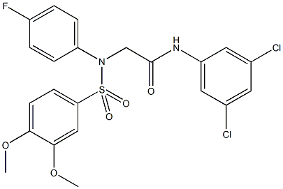 N-(3,5-dichlorophenyl)-2-{[(3,4-dimethoxyphenyl)sulfonyl]-4-fluoroanilino}acetamide Struktur