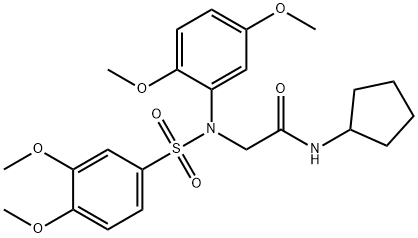 N-cyclopentyl-2-{[(3,4-dimethoxyphenyl)sulfonyl]-2,5-dimethoxyanilino}acetamide Struktur