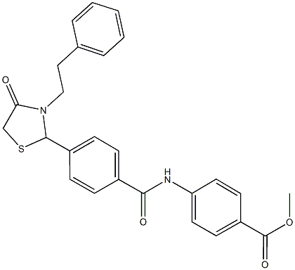 methyl 4-({4-[4-oxo-3-(2-phenylethyl)-1,3-thiazolidin-2-yl]benzoyl}amino)benzoate Struktur